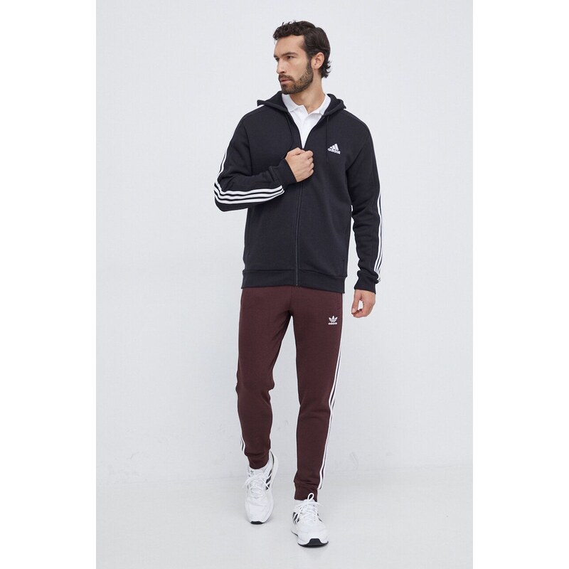 Mikina adidas pánská, černá barva, s kapucí, s aplikací, IB4029