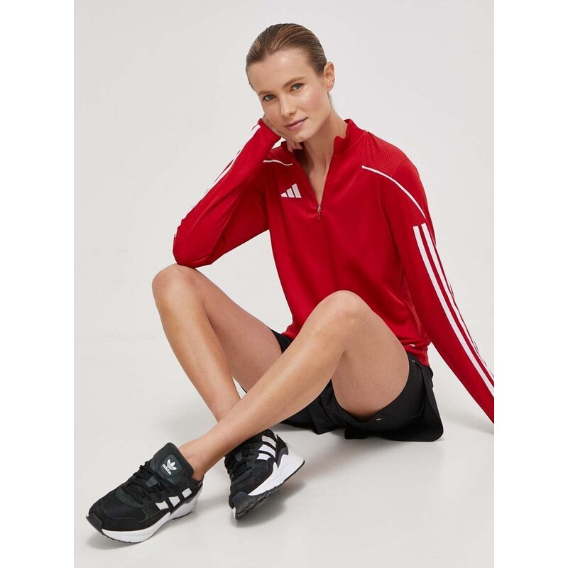 Halenka adidas Performance dámská, červená barva, s aplikací, HS3482