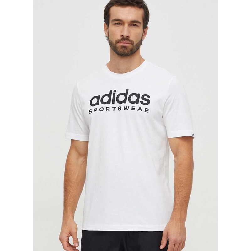 Bavlněné tričko adidas bílá barva, s potiskem, IW8835