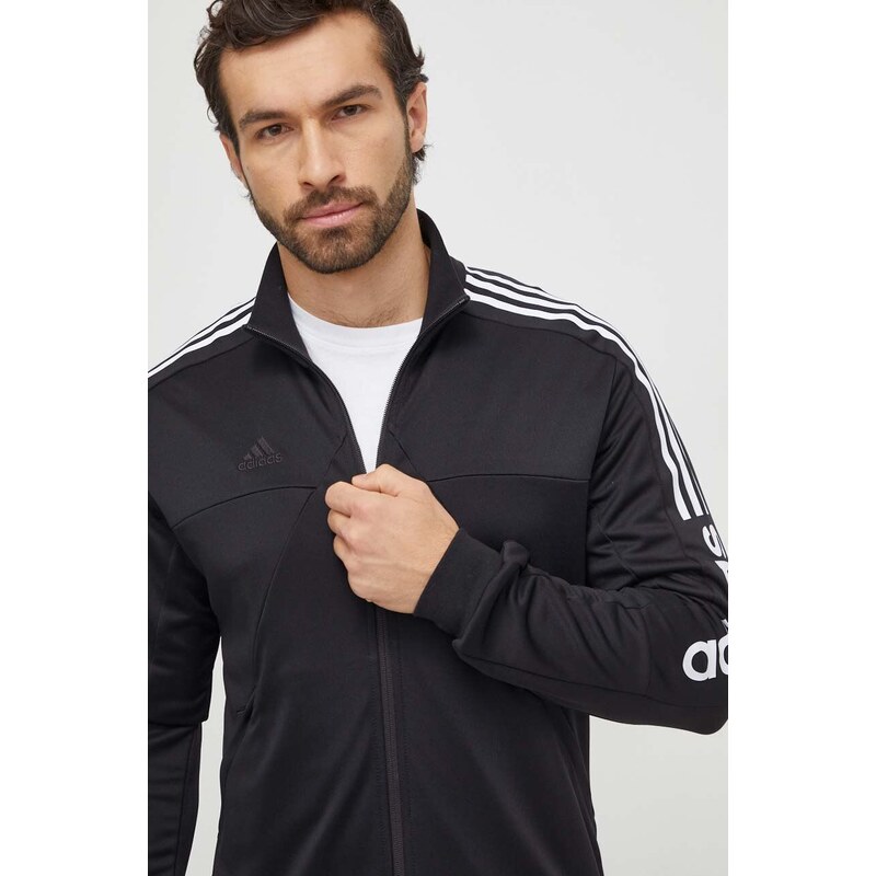 Mikina adidas TIRO pánská, černá barva, s potiskem, IA3047