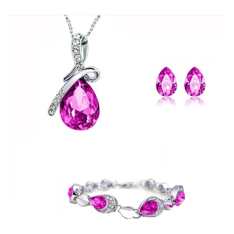 Sisi Jewelry Souprava náhrdelníku, náušnic a náramku Tear Drop Rose