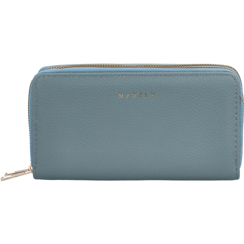 MaxFly Velká pouzdrová dámská koženková peněženka Glorii, matná modrá