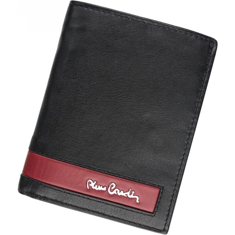 Pánská kožená peněženka černo/červená - Pierre Cardin Muffas černá