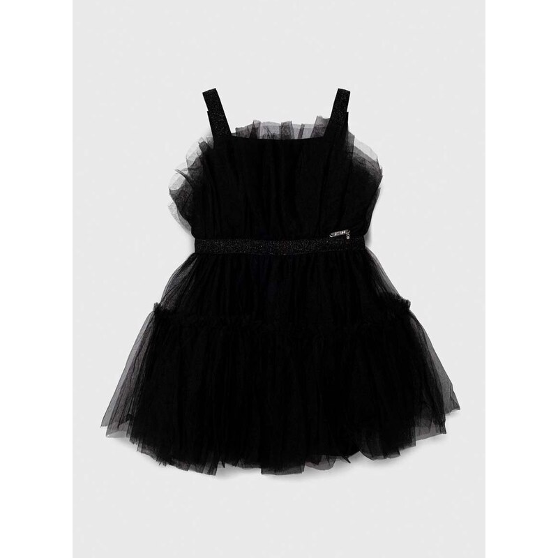 Dívčí šaty Guess černá barva, midi