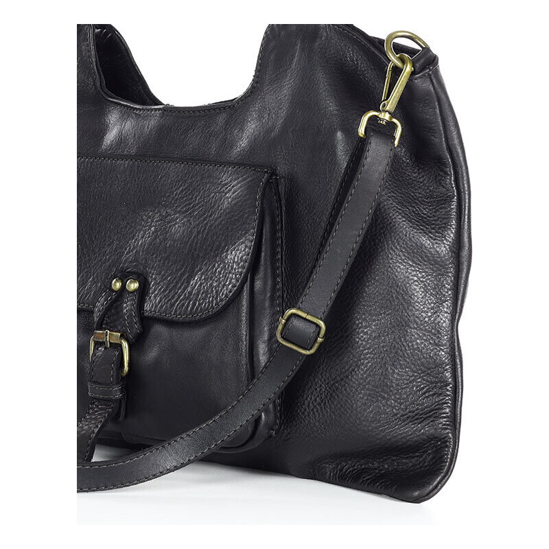 Kožená shopper městská taška ve stylu retro Kabelky od Hraběnky; černá