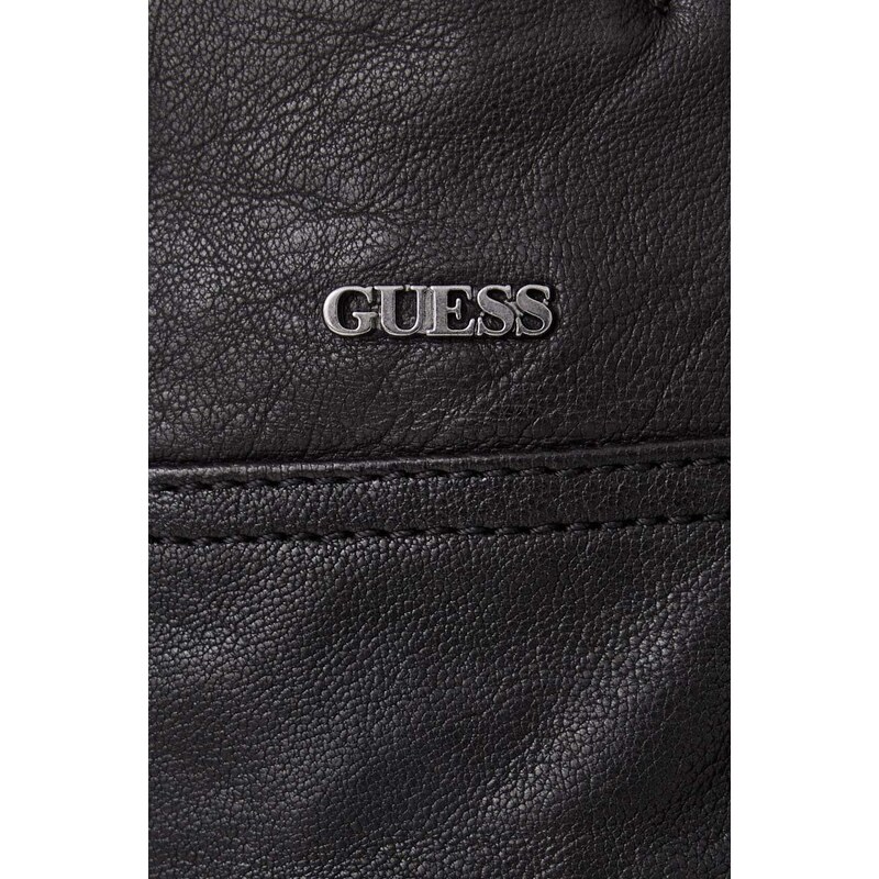 Kožená bunda Guess pánská, černá barva, přechodná, M4RL16 L0TX0