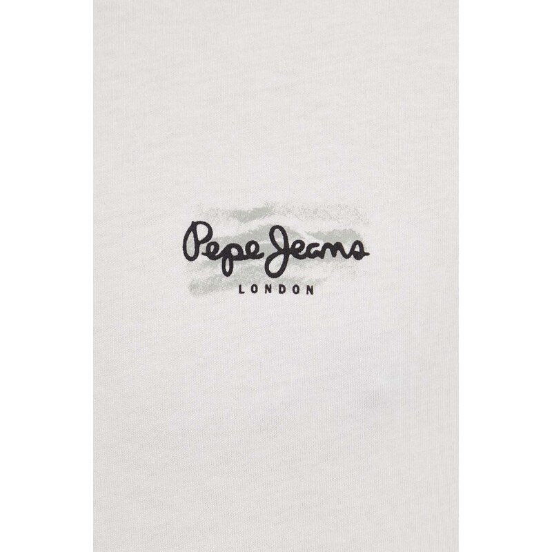 Bavlněné tričko Pepe Jeans CHASE béžová barva, s potiskem