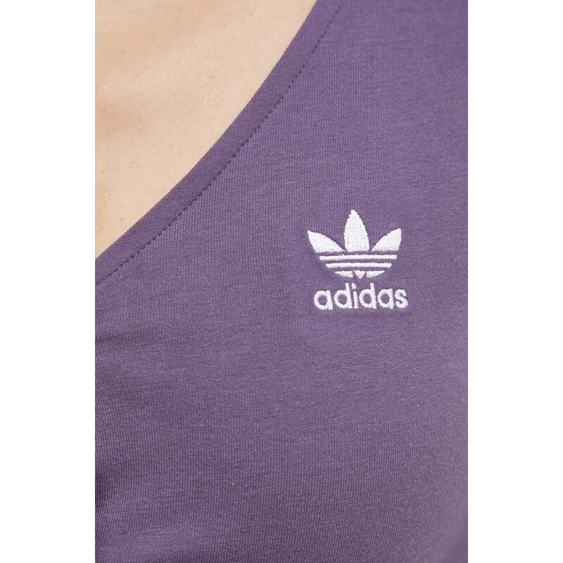 Tričko s dlouhým rukávem adidas Originals fialová barva