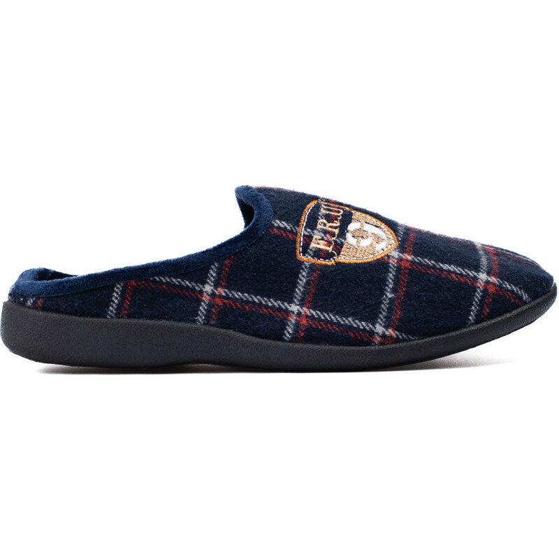 Men's navy blue plaid slippers Shelvt