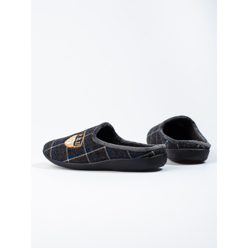 Men's black plaid slippers Shelvt