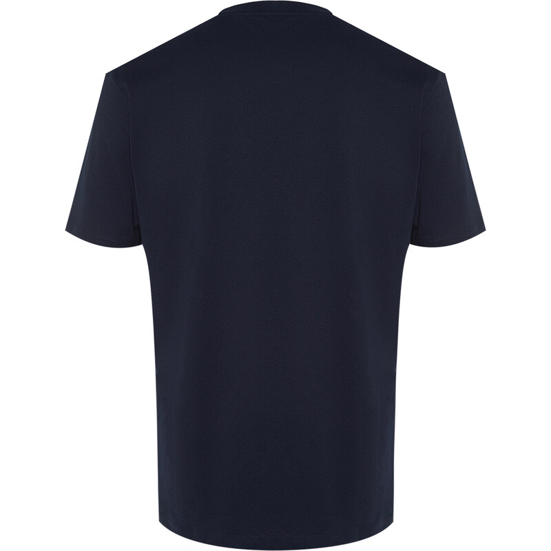 Trendyol Stone-Navy Blue Basic Slim Fit 100% bavlna 2-Balení Tričko s Krátkým rukávem