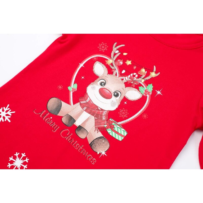 Dívčí vánoční tričko dl.r. Kugo MC3823, červené