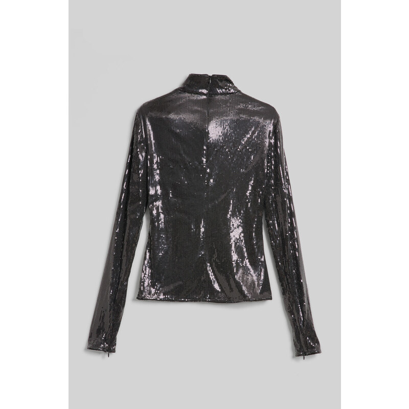 TOP KARL LAGERFELD SEQUIN ZIP SLEEVE TOP