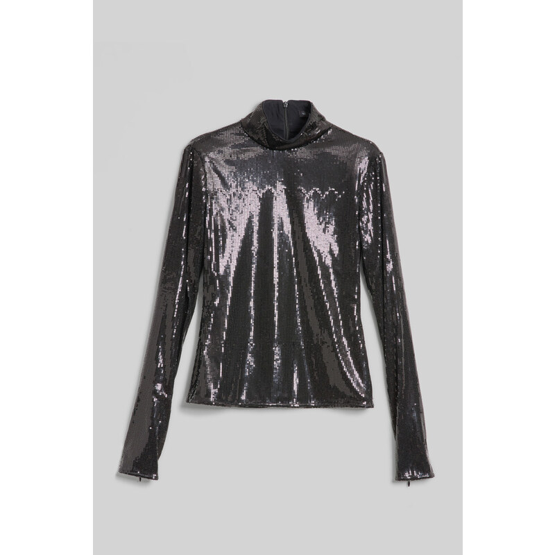 TOP KARL LAGERFELD SEQUIN ZIP SLEEVE TOP