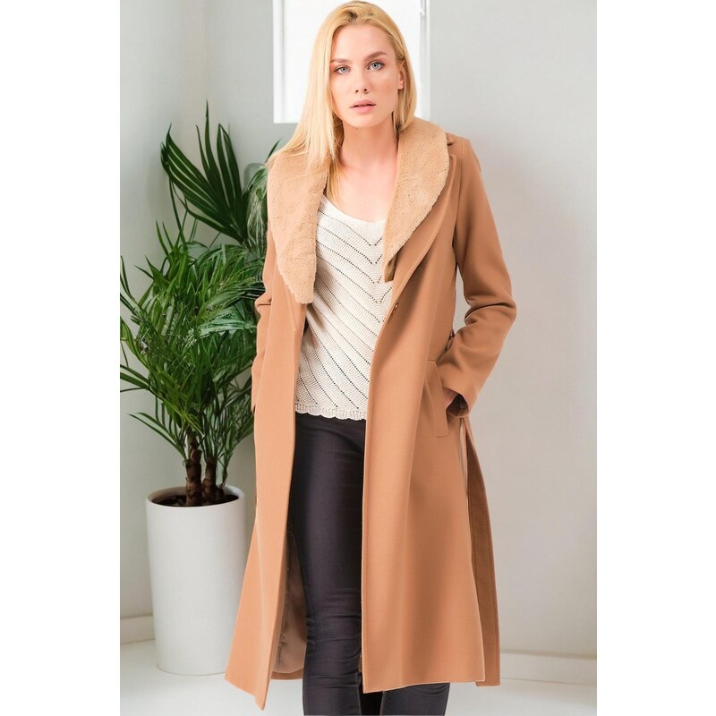 Z6671 DEWBERRY LADIES' COAT-PLAIN CAMEL