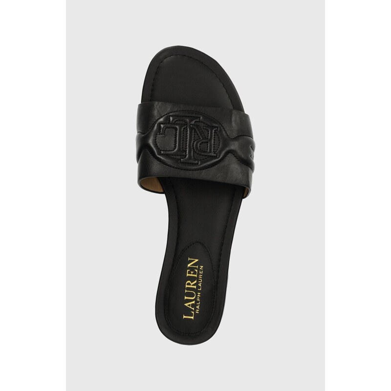 Kožené pantofle Lauren Ralph Lauren Alegra III dámské, černá barva, 8029300000000000