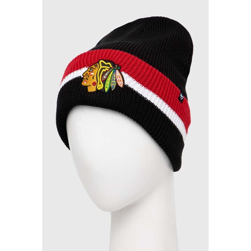 Čepice 47brand NHL Chicago Blackhawks černá barva, z tenké pleteniny