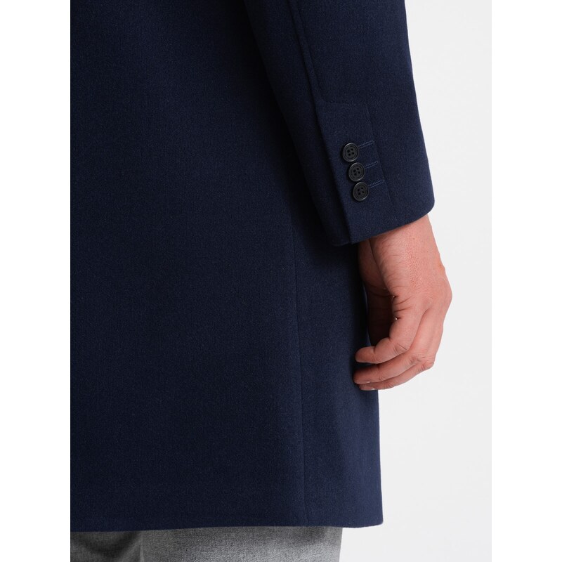 Ombre Men's double-breasted lined coat - navy blue