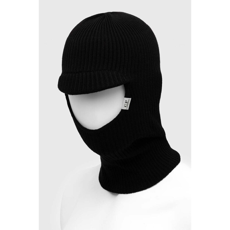 Vlněná kukla C.P. Company Ski Mask černá barva, 15CMAC269A005509A