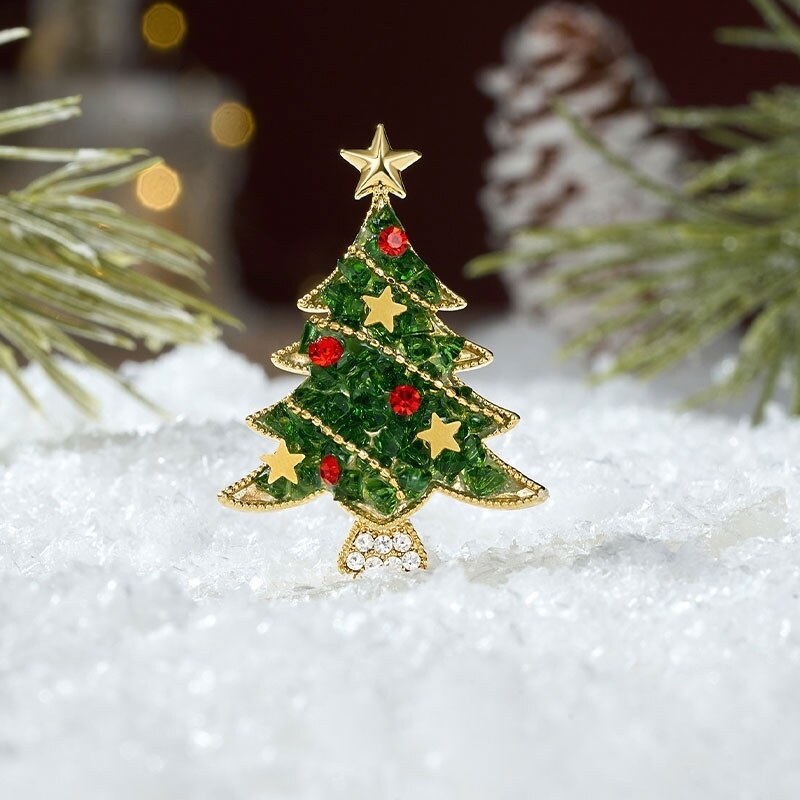 Éternelle Luxusní vánoční brož ve tvaru stromečku