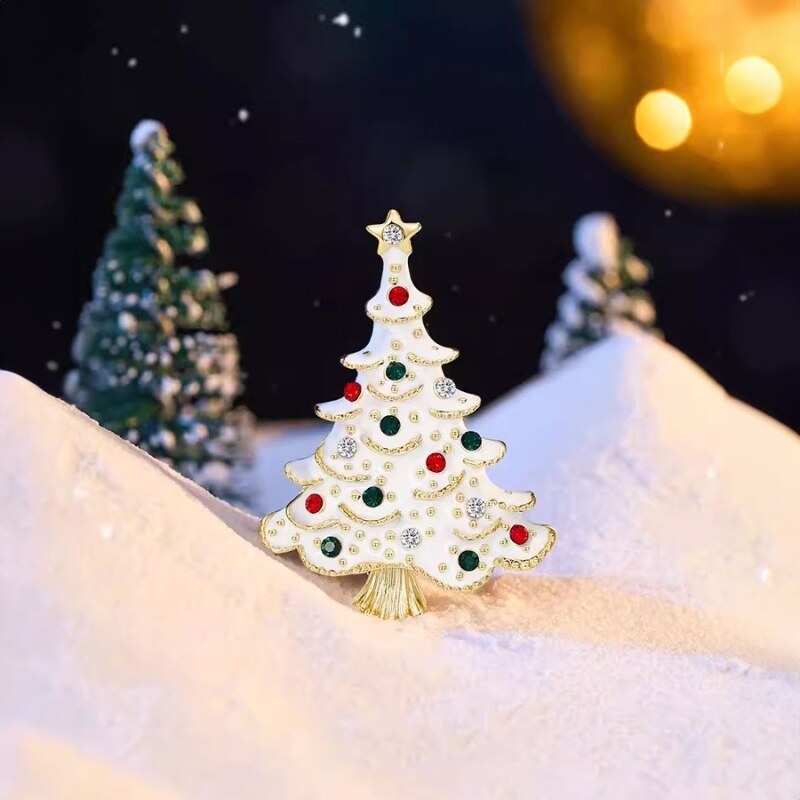 Éternelle Vánoční brož ve tvaru stromečku s barevnými zirkony