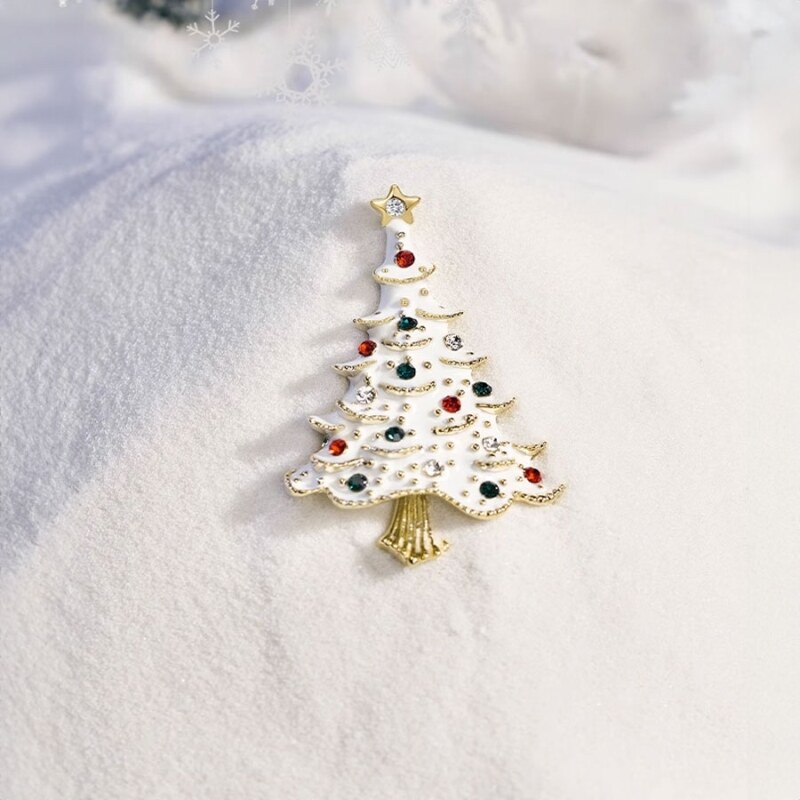 Éternelle Vánoční brož ve tvaru stromečku s barevnými zirkony