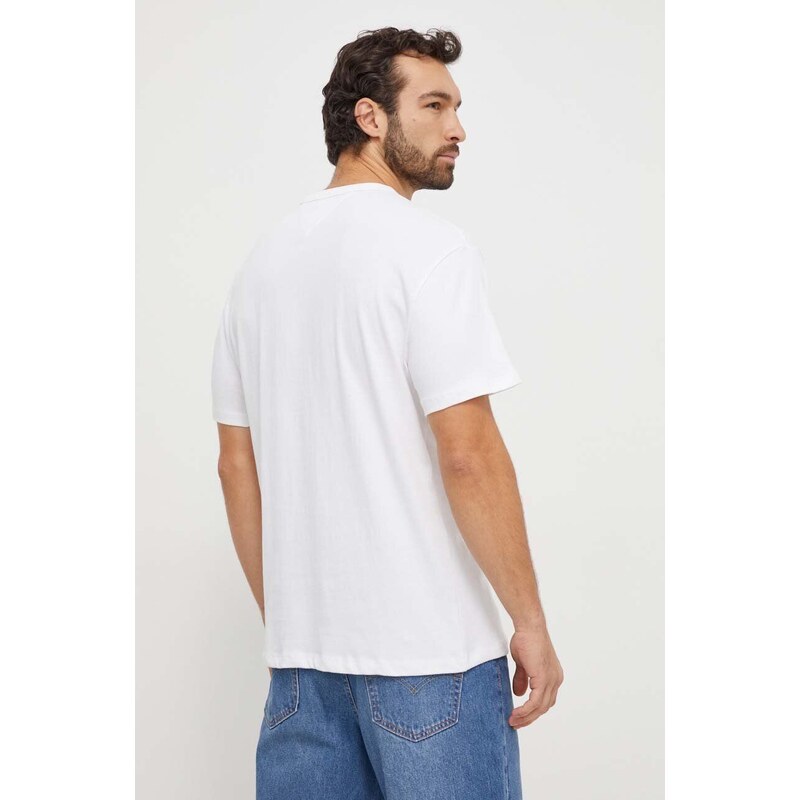 Bavlněné tričko Tommy Jeans bílá barva, s aplikací