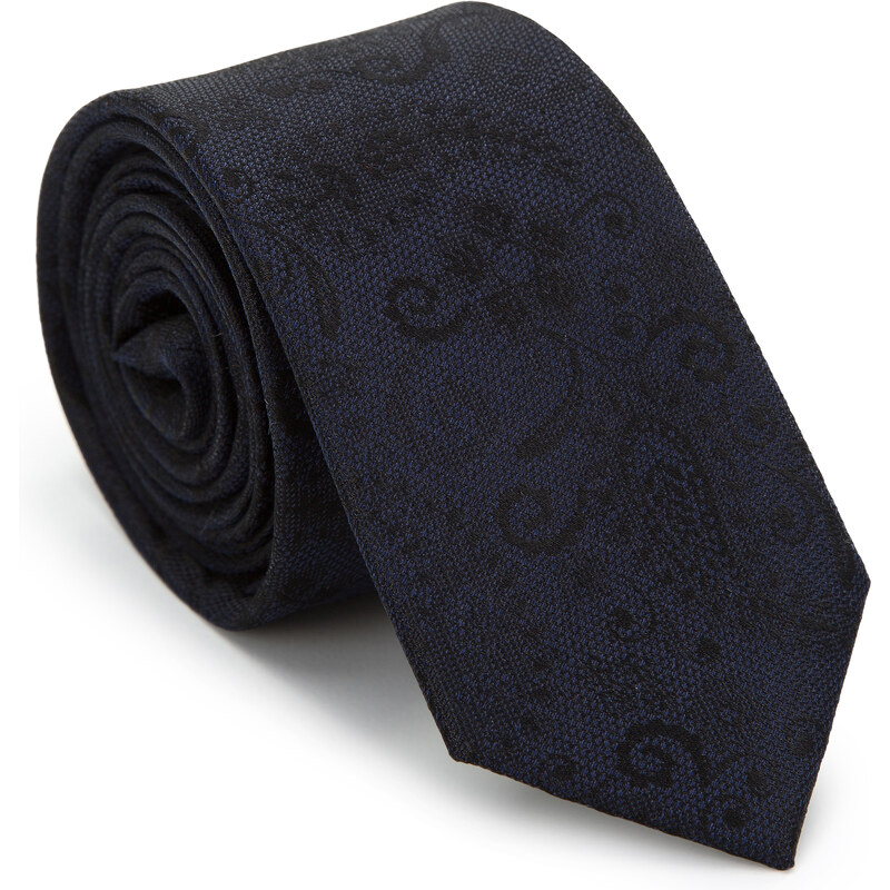 Vzorovaná hedvábná kravata Wittchen, tmavě modro-černá, hedvábí