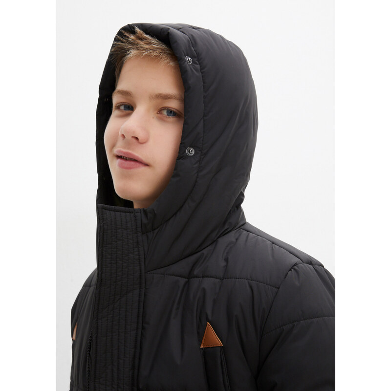 bonprix Chlapecká funkční zimní bunda s kapucí Černá