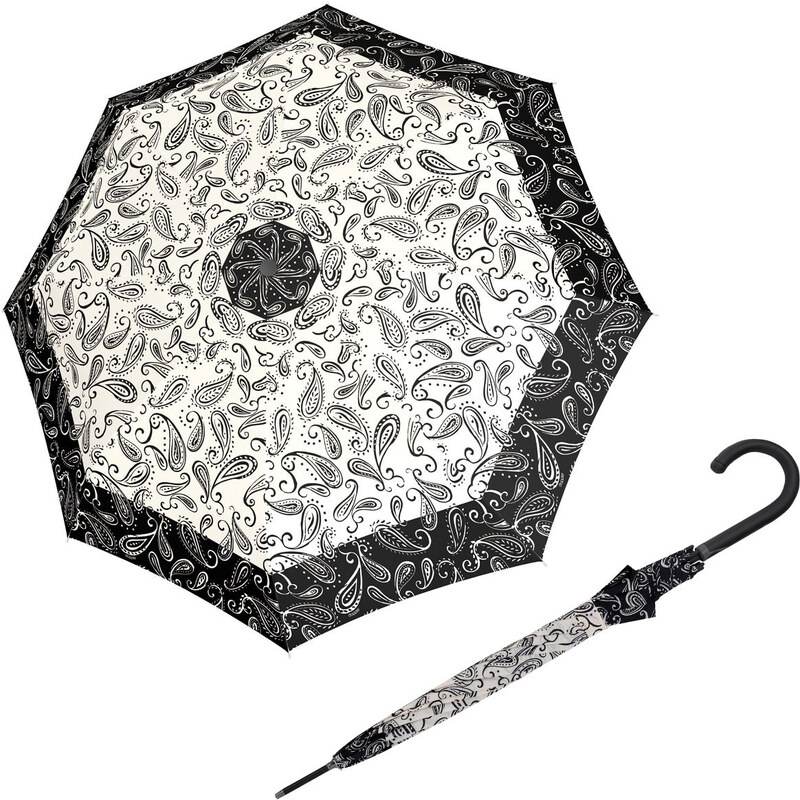 Doppler Fiber Flex AC BLACK & WHITE - dámský holový vystřelovací deštník celovzor