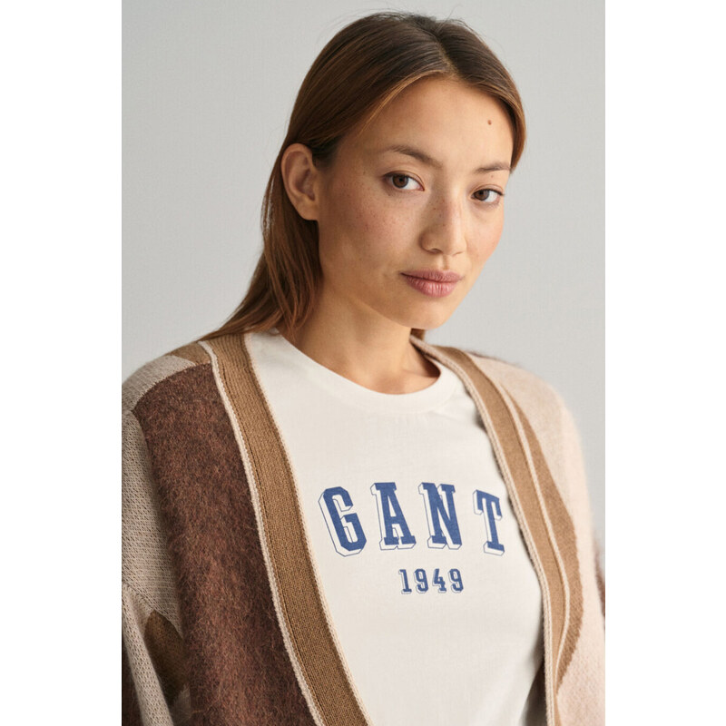 KARDIGAN GANT LETTERSPRINT INTARSIA CARDIGAN hnědá XXS