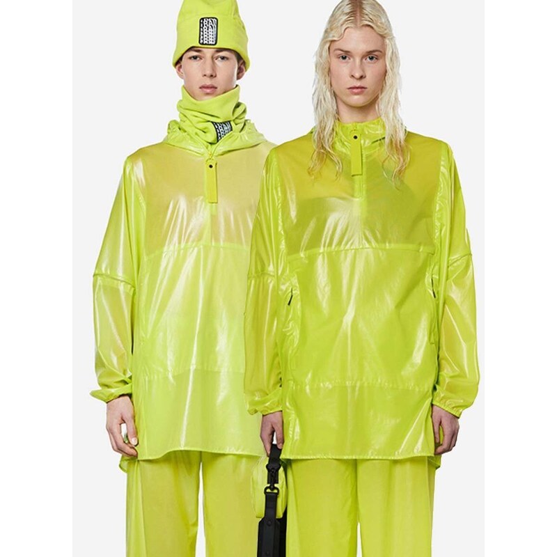 Nepromokavá bunda Rains Ultralight Anorak 18880 REFLECTIVE DIGITAL LIME zelená barva, přechodná, oversize