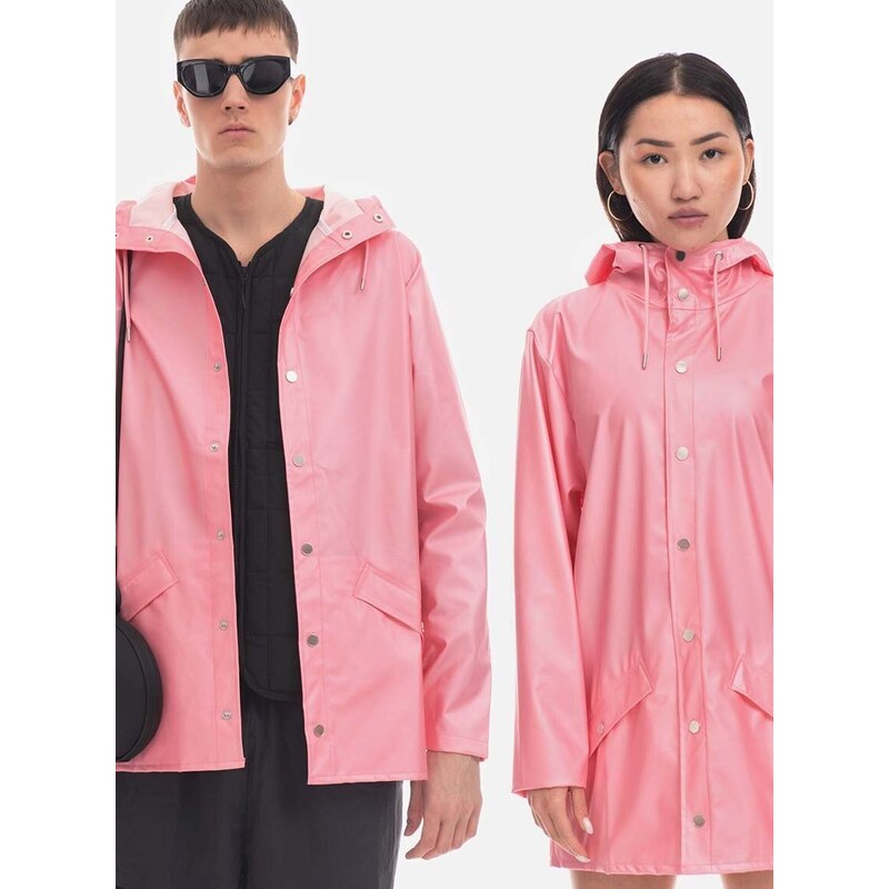 Bunda Rains Essential Jacket růžová barva, přechodná, oversize, 12010-PINK.SKY