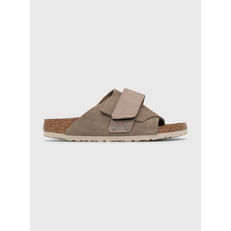 Semišové pantofle Birkenstock dámské, šedá barva