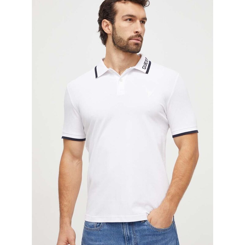 Polo tričko Guess LYLE bílá barva, s potiskem, M4RP60 K7O64