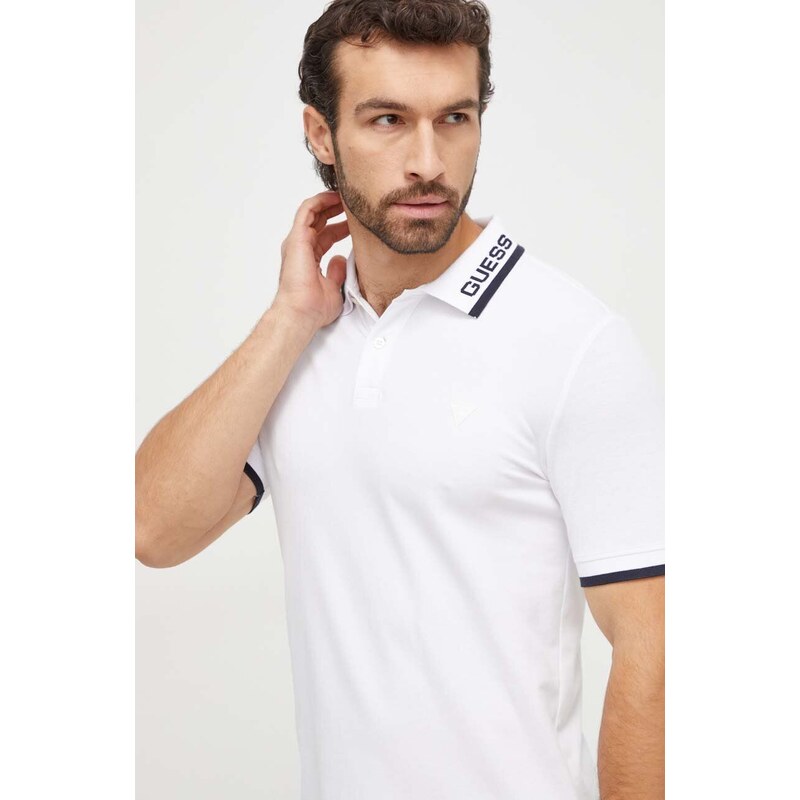 Polo tričko Guess LYLE bílá barva, s potiskem, M4RP60 K7O64