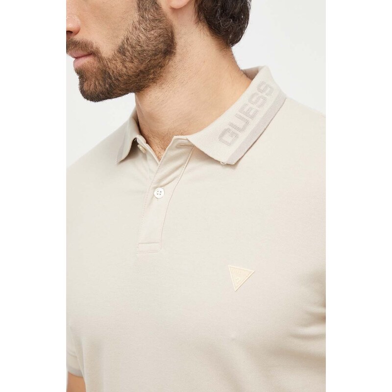 Polo tričko Guess LYLE béžová barva, s potiskem, M4RP60 K7O64