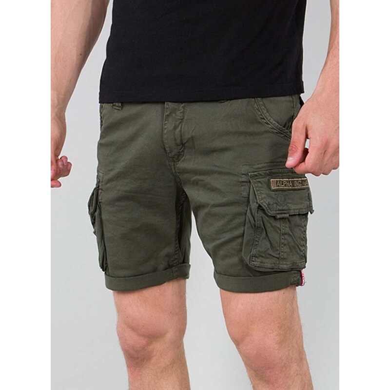 Bavlněné šortky Alpha Industries zelená barva, 176203.142-green