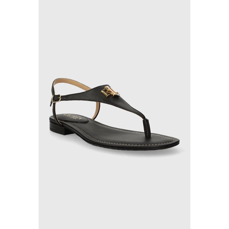 Kožené sandály Lauren Ralph Lauren Ellington dámské, černá barva, 80294100000000000