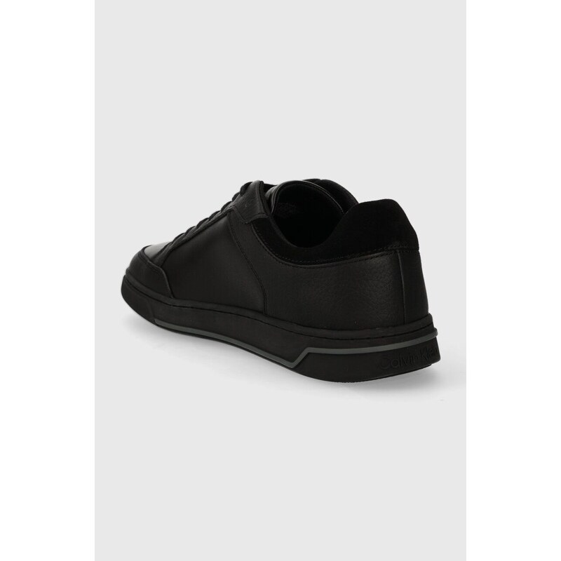 Kožené sneakers boty Calvin Klein LOW TOP LACE UP LTH černá barva, HM0HM01455
