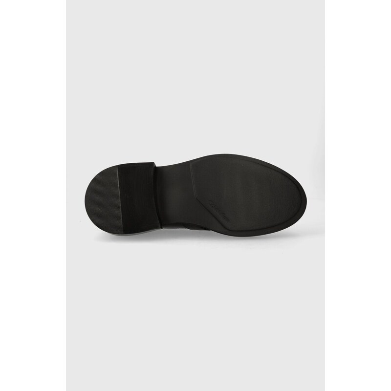 Kožené mokasíny Calvin Klein MOCCASIN W/ ICONIC PLAQUE pánské, černá barva, HM0HM01452