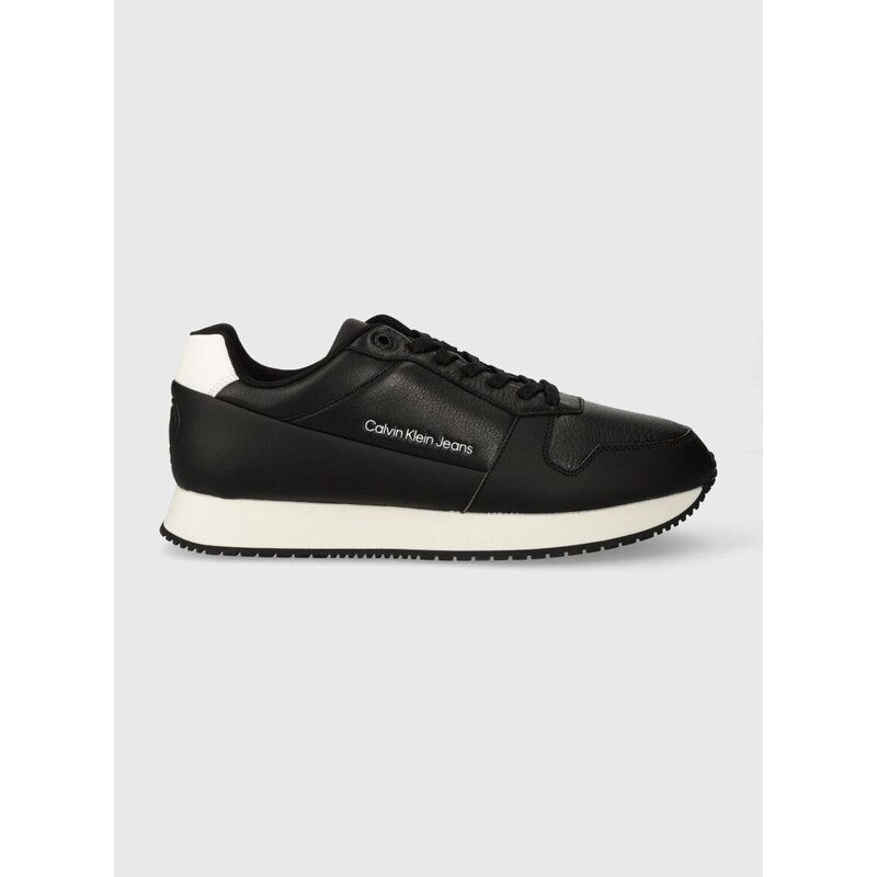 Sneakers boty Calvin Klein Jeans RETRO RUNNER LOW LTH IN SAT černá barva, YM0YM00863