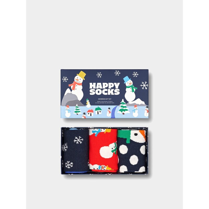 Happy Socks 3 Pack Snowmans Gift Set (navy)námořnická modrá