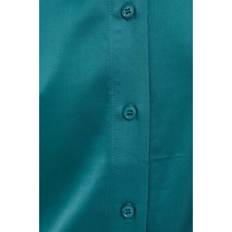 Košile Samsoe Samsoe ALFRIDA dámská, zelená barva, relaxed, s klasickým límcem, F23300055