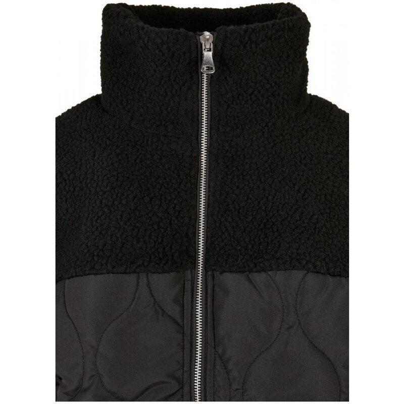 Černý dámský sherpa kabát Urban Classics Oversized Quilted