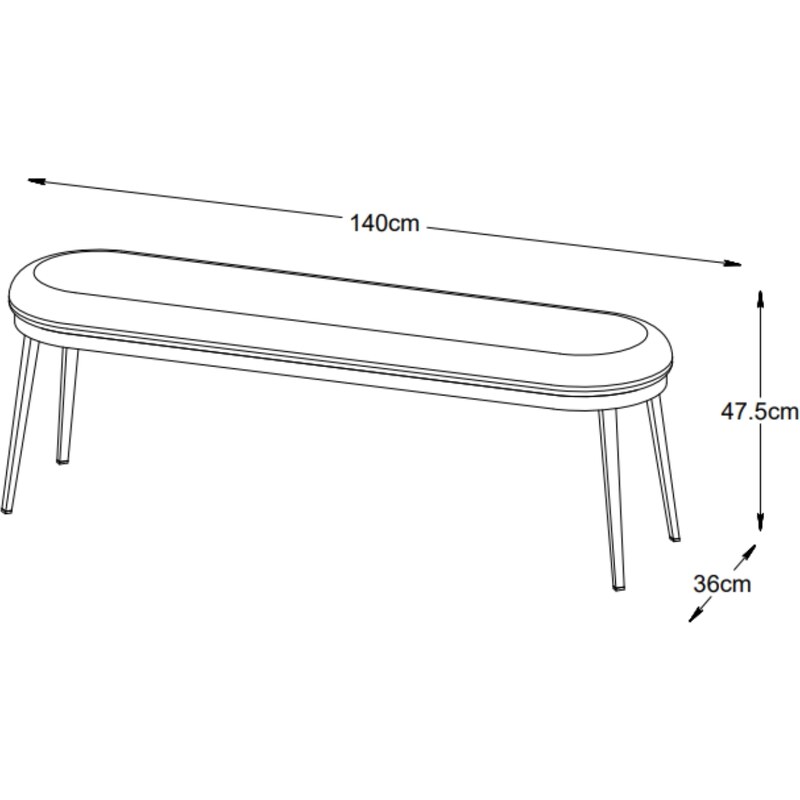 Šedá koženková lavice Unique Furniture Gain 140 cm