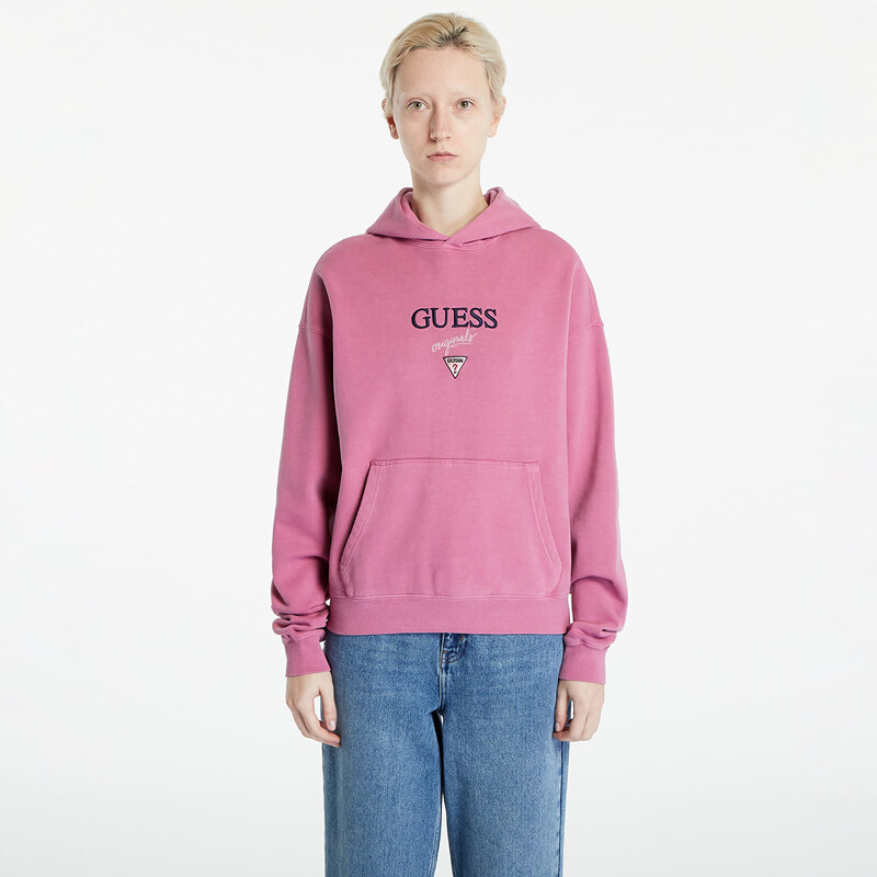 Pánská mikina GUESS Baker Logo Hoodie Distressed Damson Mu