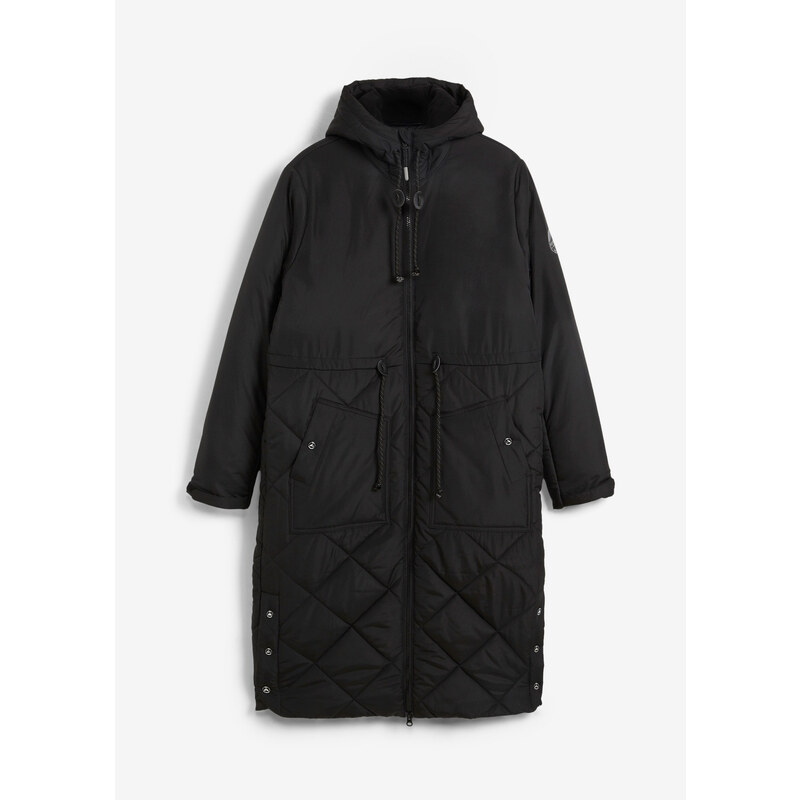 bonprix Prošívaný funkční kabát s reflexními prvky Černá