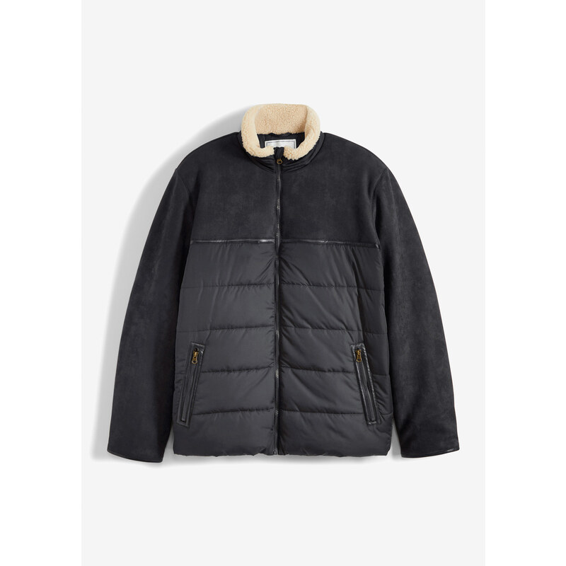 bonprix Zimní bunda ze směsi materiálů, s recyklovaným polyesterem Černá