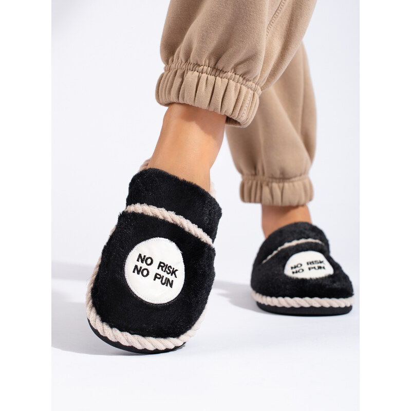 Black women's slippers with Fur Shelvt
